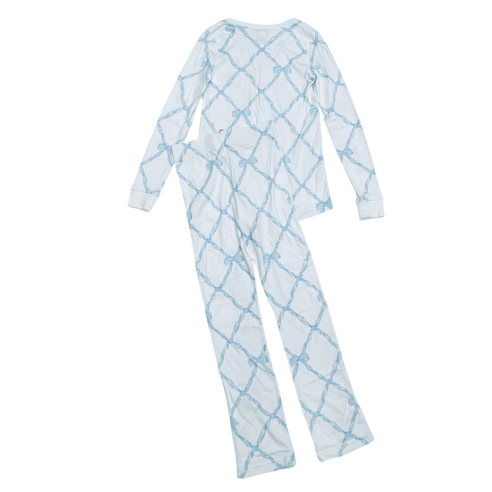 The Beaufort Bonnet Company White & Light Blue Rope-Print Cotton Pajama Set - Picture 5 of 7
